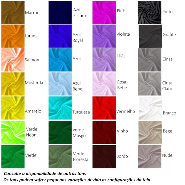 Cores Disponiveis
